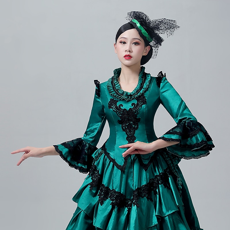 Cinderella Vintage Princess Colonial Period Dress Rococo Victorian Vintage Cosplay Performance Party Halloween 3/4-Length Sleeve Maxi Halloween4