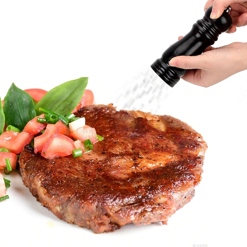 Kitchen Wooden Pepper Salt Mill Shaker Pepper Grinder Gadget Cooking Meat Restaurants Hand Movement Manual Pepper Mills3