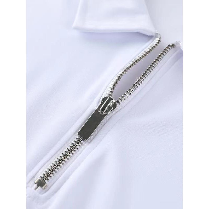 Men's Zip Polo Golf Shirt Vacation Casual Quarter Zip Short Sleeve Fashion Solid Color Plain Classic Summer Regular Fit Black White Navy Blue Royal Blue Light Grey Pale Blue Zip Polo2