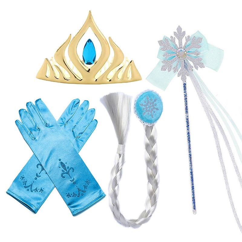 Frozen Fairytale Princess Elsa Flower Girl Dress Vacation Dress Theme Party Costume Girls' Movie Cosplay Halloween Blue Blue (With Accessories) Dress Carnival Masquerade World Book Day Costumes2