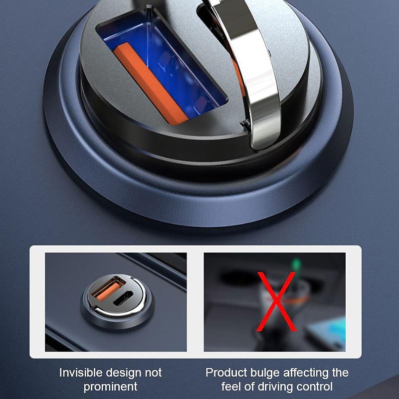 SEAMETAL 100W Car USB Charger Super Charge USB-A USB-C Cigarette Lighter Adapter Hidden Phone Charger for iPhone Huawei Samsung2