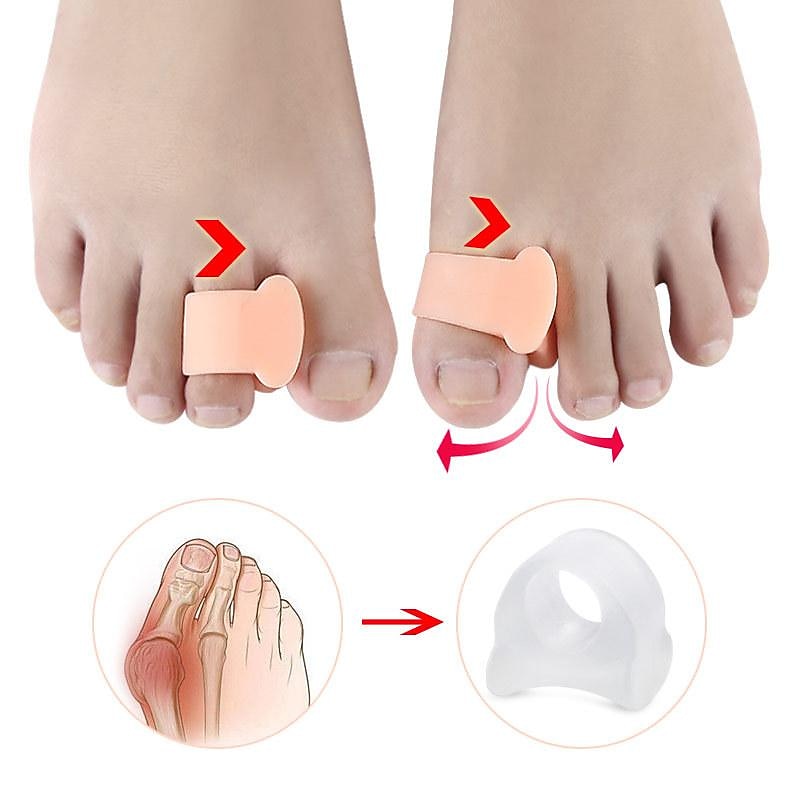 Toe Separators Hammer Toe Straightener - 2-Pack Big Toe Spacers Clear - Gel Spreader - Correct Crooked Toes - Bunion Corrector and Bunion Relief - Pads for Overlapping Hallux Valgus Yoga - Clear2