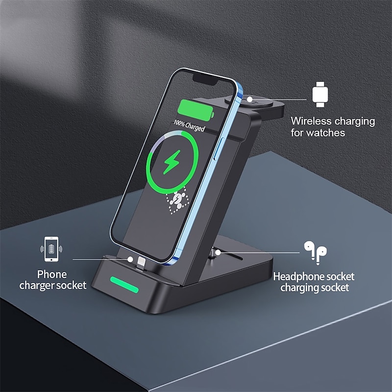 3 In 1 Multifunctional Wireless Charger Charging Station For iPhone/iWatch/AirPods Samsung Ultra Galaxy Watch Buds2