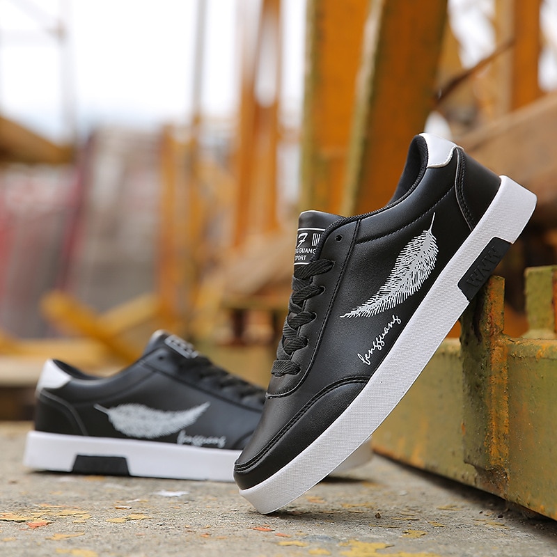 Men's Sneakers Sporty Look White Shoes Comfort Shoes Casual Daily PU Breathable Black White Blue Summer Spring3