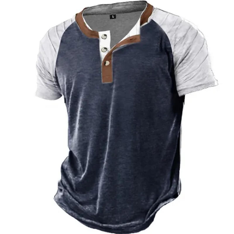 Men's Button T Shirt T Shirt Henley Shirt Sleeveless V Neck Summer Spring Solid Colored Cool Casual Print Casual Daily Gray Top Tee for Men