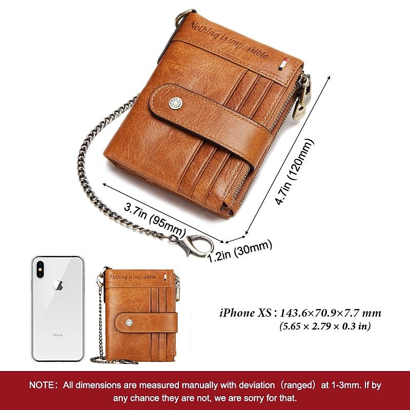 HUMERPAUL Men Wallets Slim Leather Bifold Hasp Short Male Purse Coin Pouch Multi-functional Cards Wallet Chain Bag Quality3