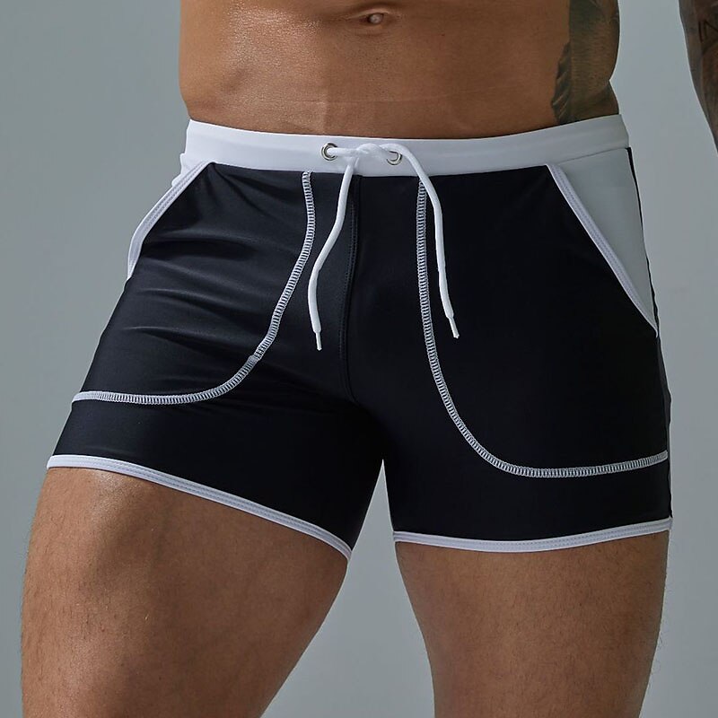 Men's Swimwear Swim Shorts Swim Trunks Boxer Swim Shorts Shorts Pocket Plain Comfort Breathable Outdoor Daily Going out Sports Hawaiian Black Red
