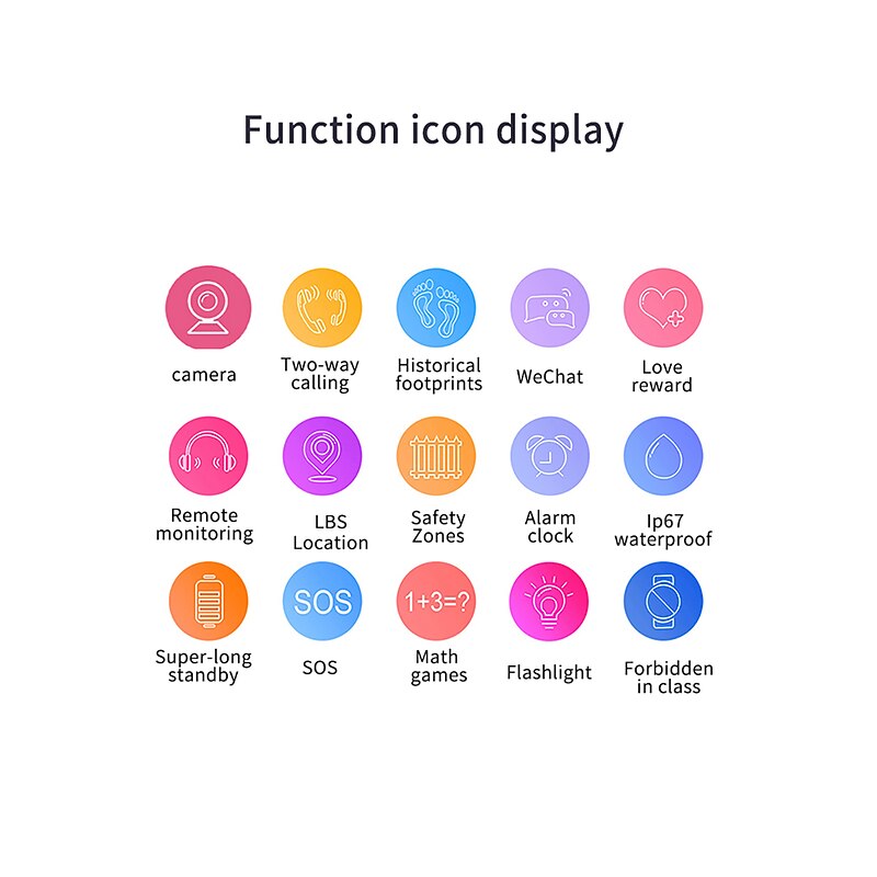 Smart Watch 1.44 inch Kids Smartwatch Phone 2G Sleep Tracker Alarm Clock Camera Compatible with Smartphone Kids Hands-Free Calls with Camera Camera Control IP 67 33mm Watch Case / 200-2502