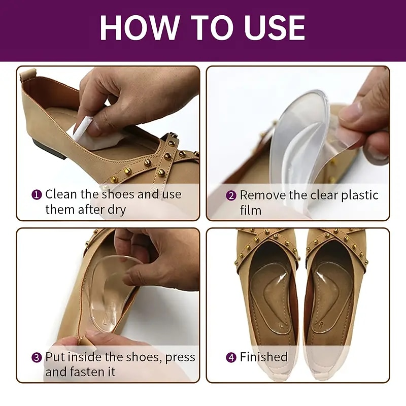 Arch Support Insoles For Flat Feet (Suitable Night And Home Use And Replace Them Regularly) Gel Arch Inserts For Plantar Fasciitis Adhesive Arch Pads For Pressure And Foot Pain Relief3