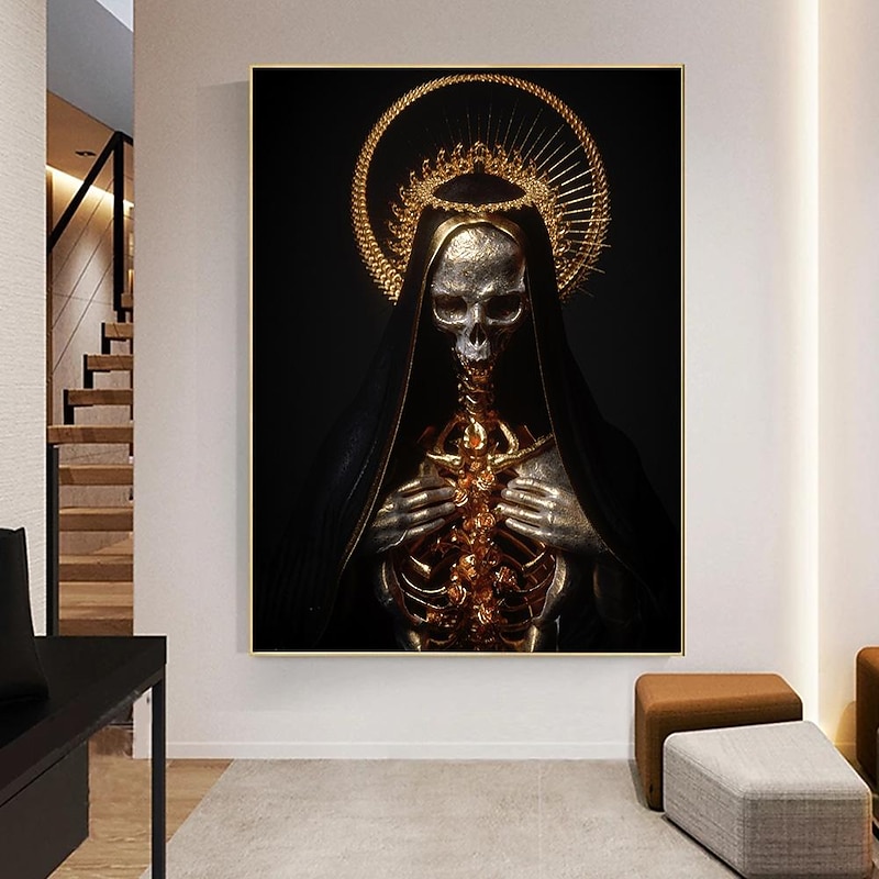 Skull Statue Wall Art Canvas Prints Painting Artwork Picture Nordic Sculpture Modern Home Decoration Décor Rolled Canvas No Frame Unframed Unstretched4