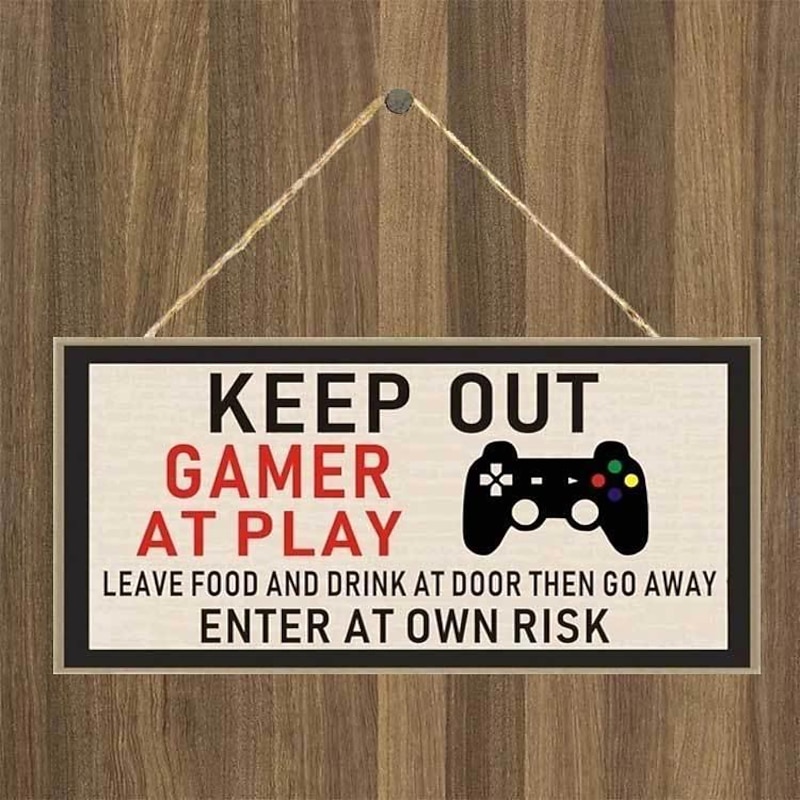 1pc Game Wall Hanging, Game Pattern Plaque Sign Wll Decor Accessories, For Pet Shop Cafe Room Decor Household Items 4''x8'' (10cmx20cm)2