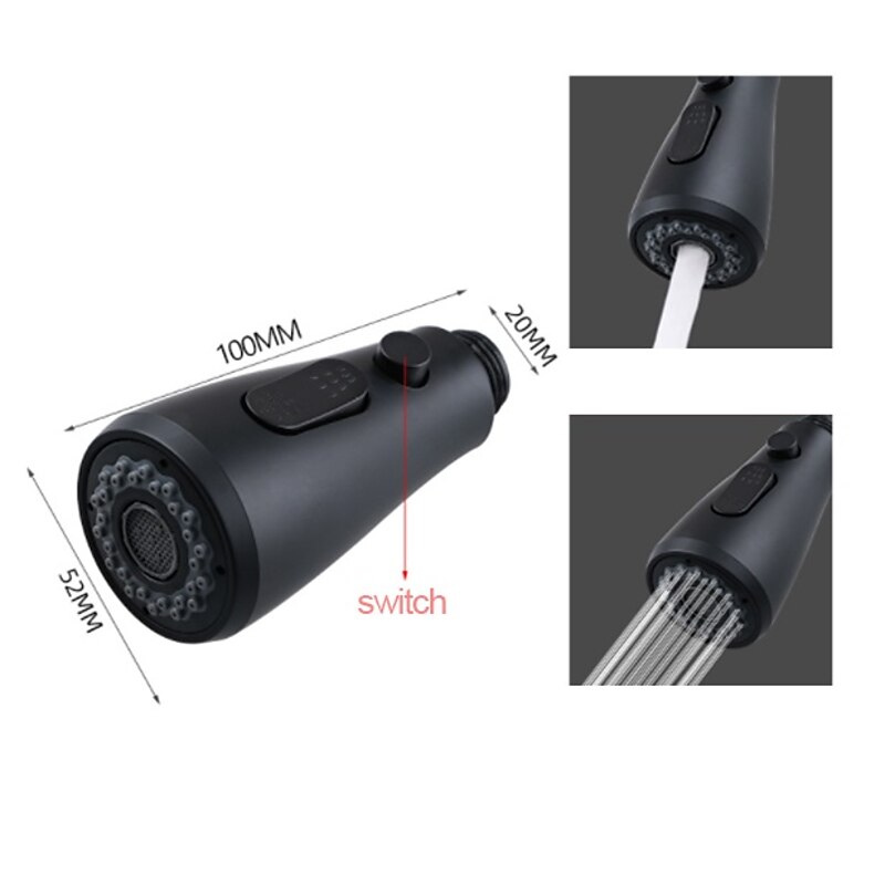 Kitchen Faucet Head Replacement Black Chrome, Pull Out Faucet Sprayer Head Nozzle Attachment Fittings Accessories, Aeration Spray Splash-proof Spout4