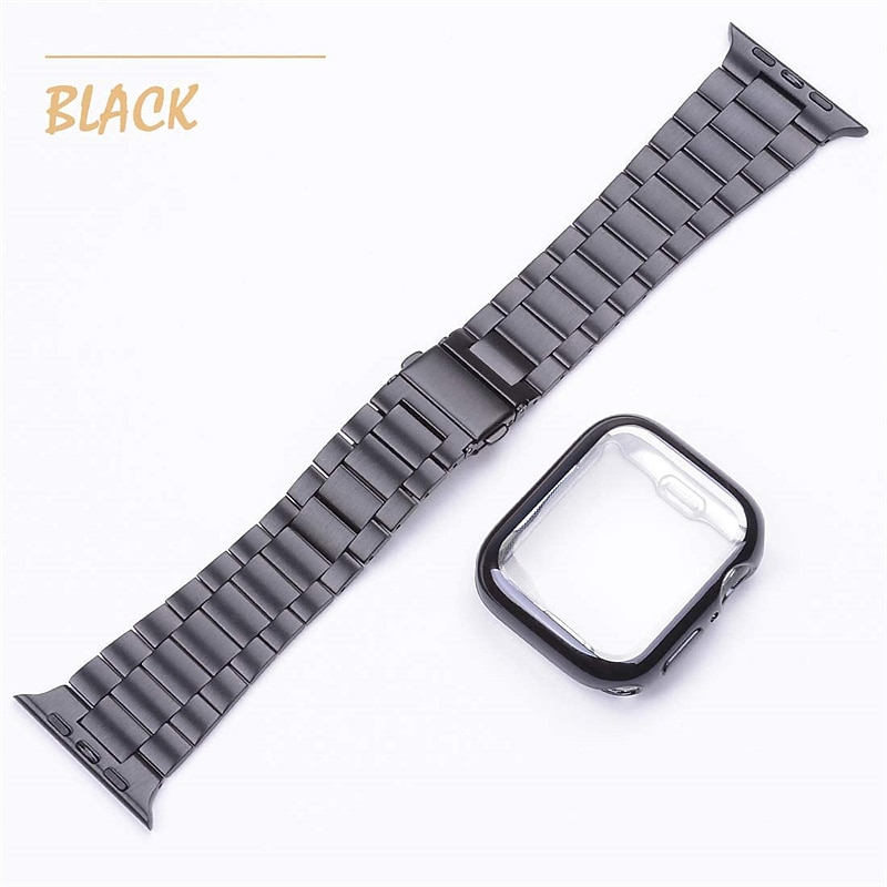 Compatible with Apple Watch band 38mm 40mm 41mm 42mm 44mm 45mm 49mm with Case Shockproof Stainless Steel Strap Replacement Wristband for iwatch Ultra 2 Series 9 8 7 SE 6 5 4 3 2 12