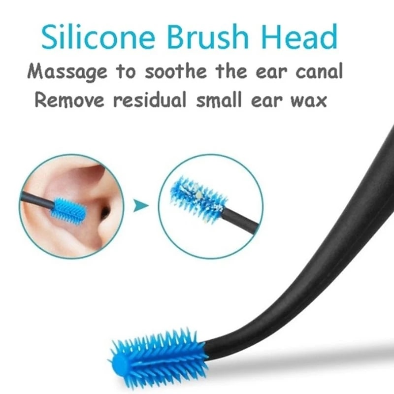 2pcs Double-Sided Earpick Soft Silicone Spiral Rotating Ear Wax Cleaner Ears Remover Clean Tool Spiral Design3