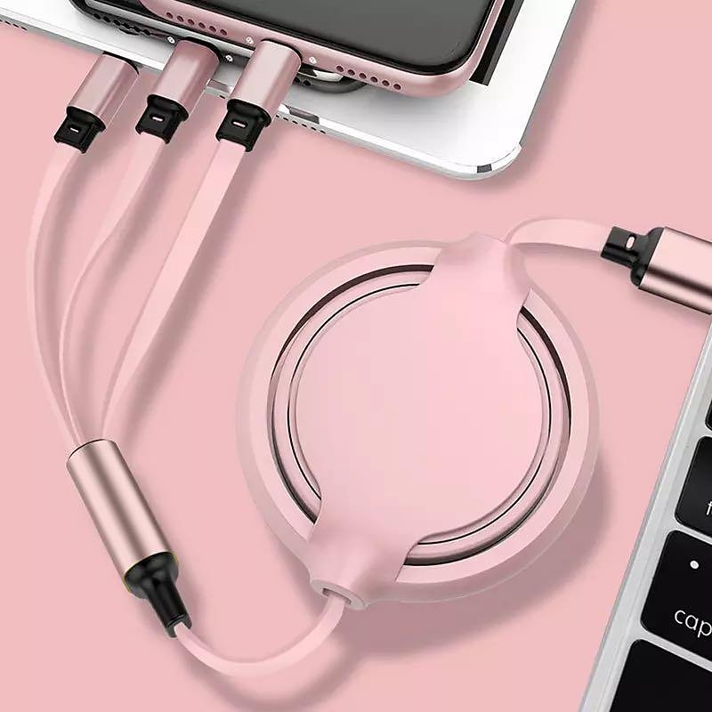 3-In-1 Multi-Head Retractable USB Fast Charging Cable USB A to Lightning / micro / USB C Multi Charging Cable For IPhone Andriod Phone Cable Expansion2
