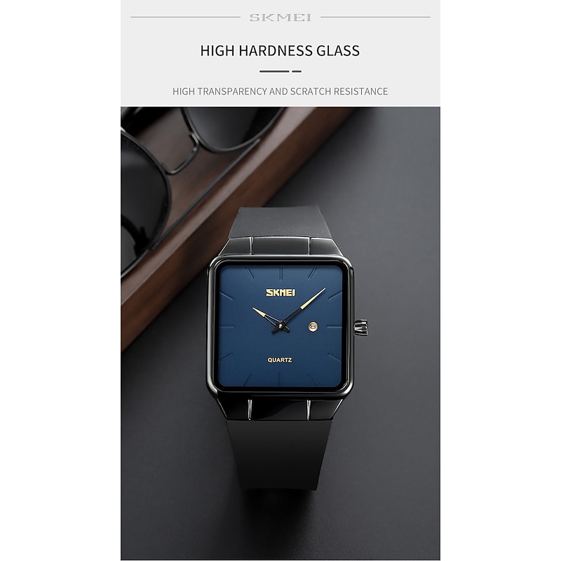 SKMEI Quartz Watches For Men Japan Quartz movement Watches Luxury Large Dial Fashion Analog Wristwatch Calendar 3Bar Waterproof Male Silicone Strap Watch4