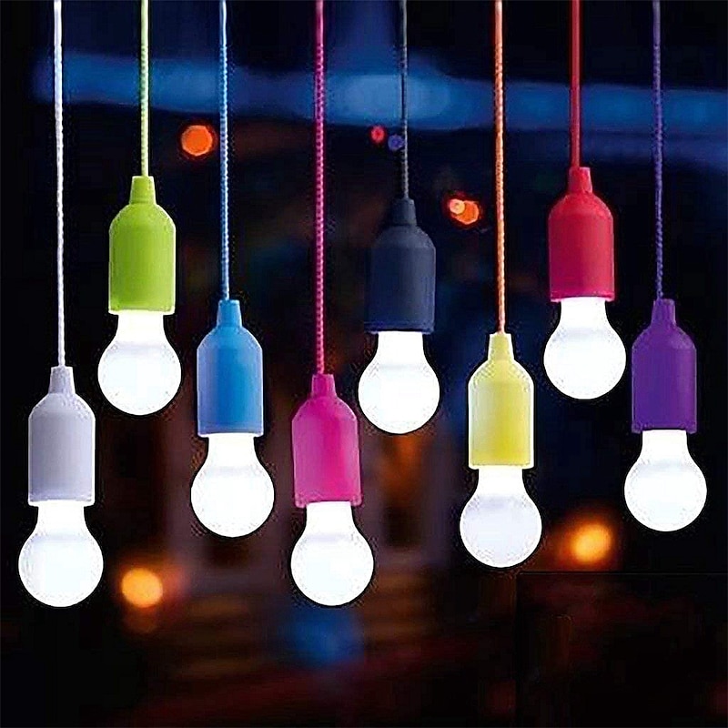 1/4/8 Pcs LED Portable Colorful Pull Cord Light Tent Camping Pull Cord Light Bulb Retro Lighting Light Pull Cord Night Light
