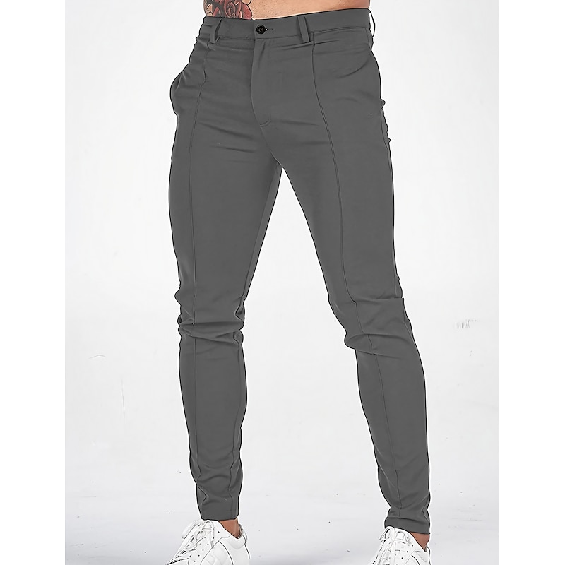 Men's Chinos Chino Pants Pocket Geometry Comfort Breathable Outdoor Daily Going out Fashion Casual Black Dark Blue Inelastic