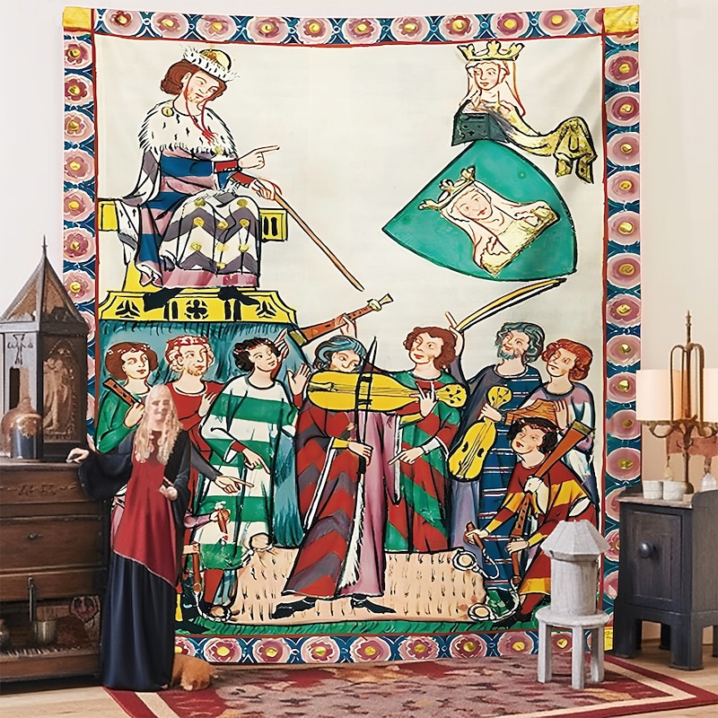 Medieval Tapestry Wall Art Large Middle Age Tapestry Mural Decor Photograph Backdrop Blanket Curtain Home Bedroom Living Room Decoration3