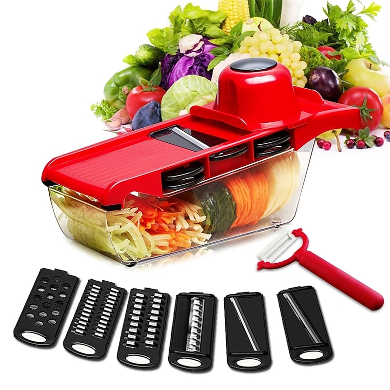 7 in 1 Multifunctional Vegetable Cutter Grater Food Slicers Shredders With 6 Blade Potatoes Carrots Manual Vegetable Cutting Tool4