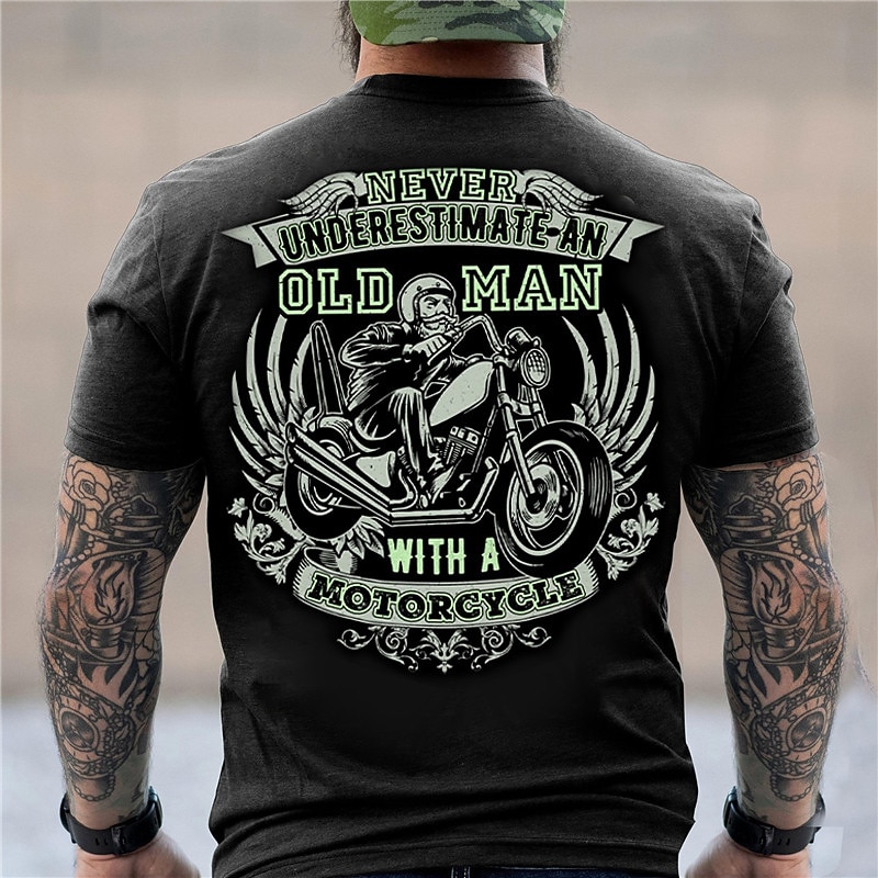 Men's Graphic T-Shirt: Never Underestimate An Old Man With A Motorcycle Biker Lifestyle Tee3