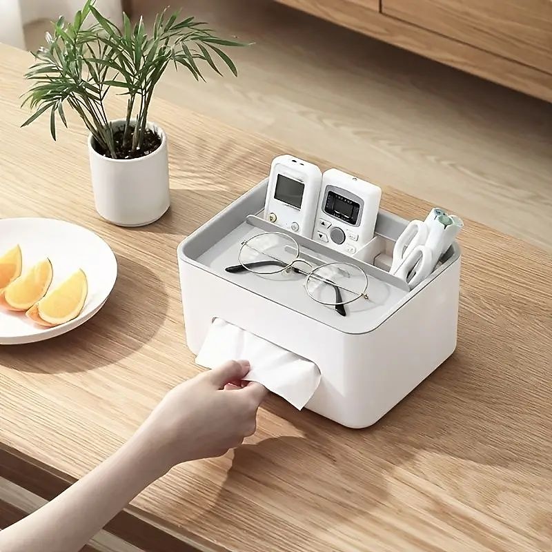 1pc, Tissue Box Napkin Holder Remote Control Storage Desk Organizer Office Multifunctional Sundries Ontainer Storage Home3