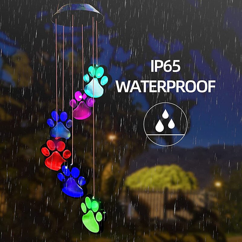 Solar Powered Dog Paw Lights Wind Chimes Cat Paw Footprint Lights Outdoor Yard Decorative Lights Led Lights2