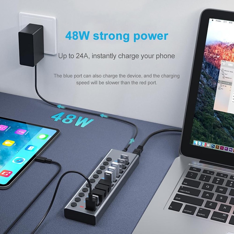 USB 3.0 HUB USB Splitter Multi Usb 3 0 Hub Several Ports With Switch Power Supply Adapter Multiple Usb 3.0 Extender Hub For Pc4