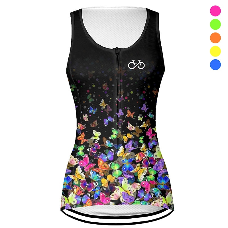 Women's Cycling Vest Cycling Jersey Graphic Butterfly Sleeveless Bike Vest / Gilet Jersey Top with 3 Rear Pockets Mountain Bike MTB Road Bike Cycling Quick Dry Back Pocket Moisture Wicking Breathable