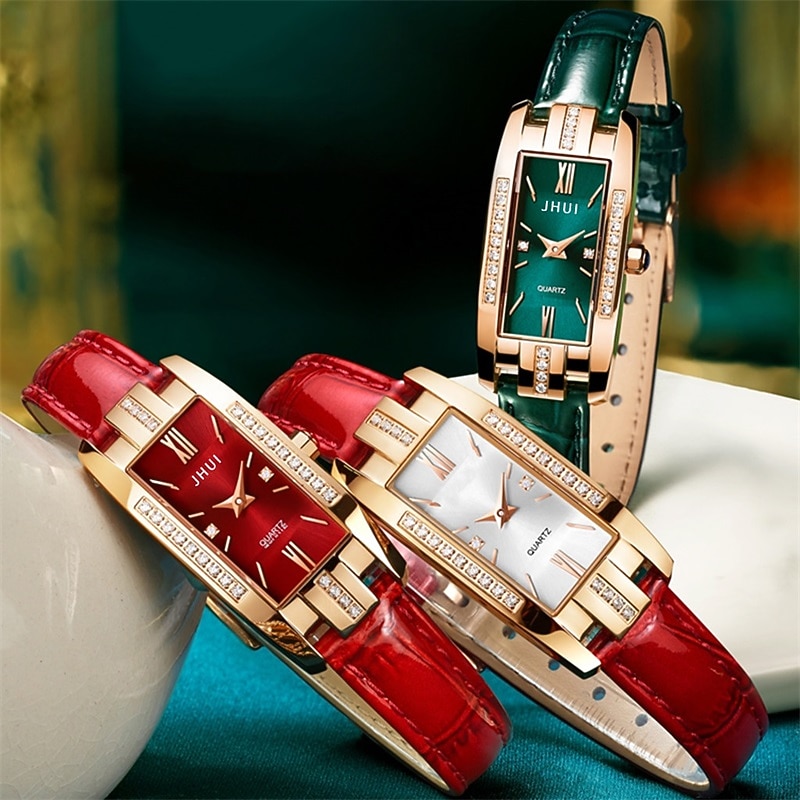 Lady Quartz Small Watch With Square Roman Numerals Dial Vintage Dress Watch Rhinestone Wristwatches with Chain Bracelet4