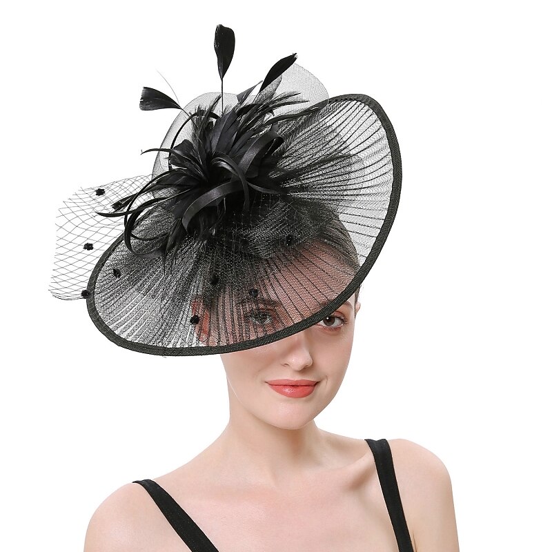 Fascinators Tulle Kentucky Derby Horse Race Cocktail Retro Elegant With Feather Tulle Headpiece Headwear4