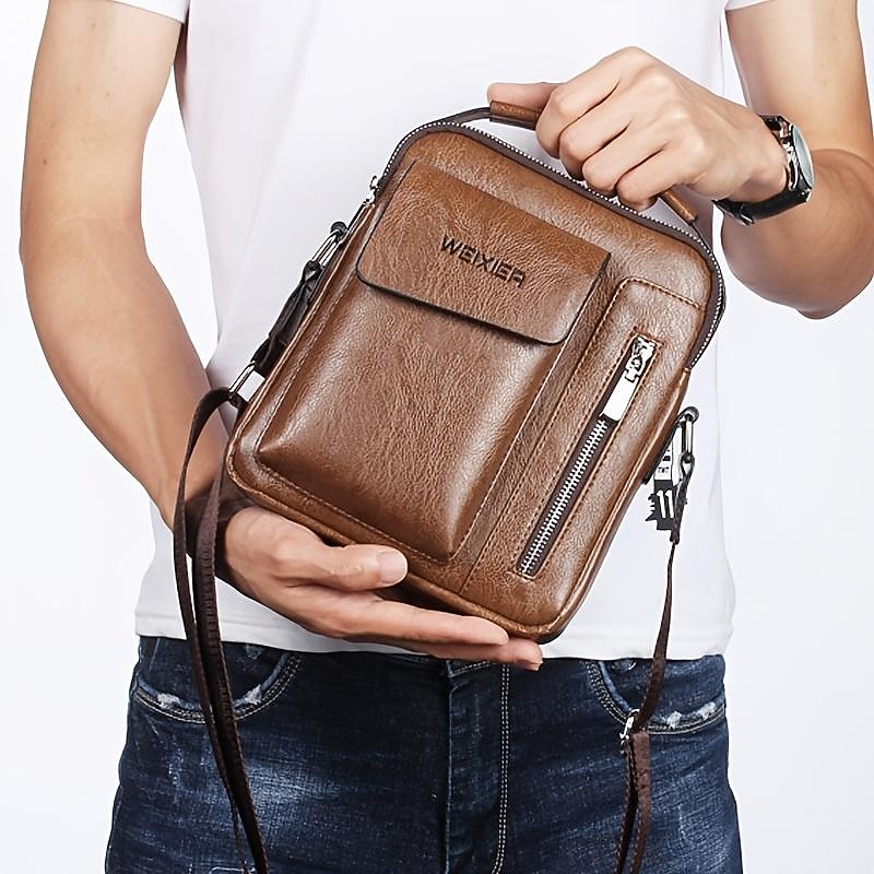 Mens PU Leather Briefcases Business Bag Shoulder Bag Fashion Crossbody Bag Retro Messenger Bags Casual Satchel Travel Bag Valentine's Day Gift4