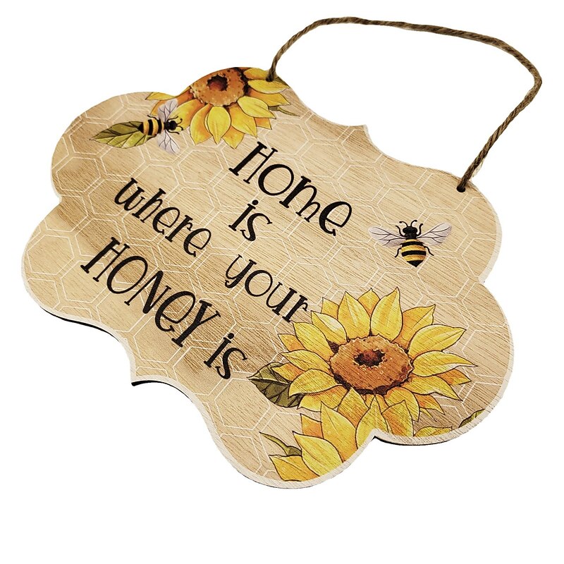 1pc Bee Wall Hanging, Wooden Animal Pattern Plaque Sign Wll Decor Accessories, For Garden Cafe Room Decor Household Items 6.3''x9''3