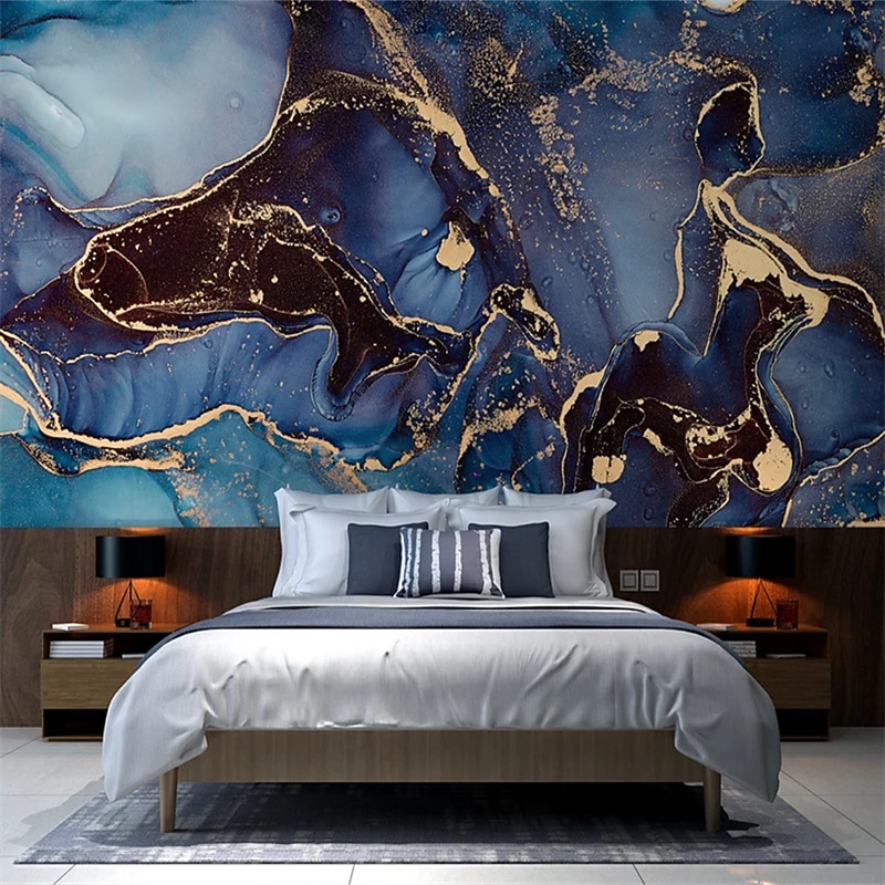 Cool Wallpapers Blue Wallpaper Wall Mural Abstract Marble Wall Covering Sticker Peel and Stick Removable PVC/Vinyl Material Self Adhesive/Adhesive Required Wall Decor for Living Room Kitchen Bathroom4