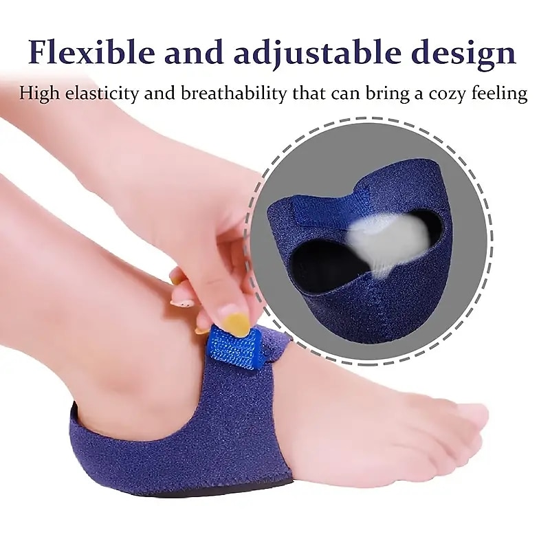 1pair Heel Brace With Hook And Loop Fastener Breathable Heel Cushions Heel Cups With Gel Pads For Women Men3