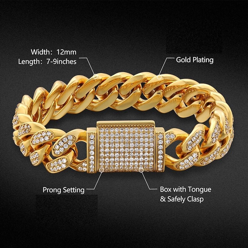 Men's Quartz Watch with Chain Bracelet Set Fashion Luxury Bling Diamond Hiphop Analog Men Quartz Wristwatch Calendar Waterproof Men's Watch3