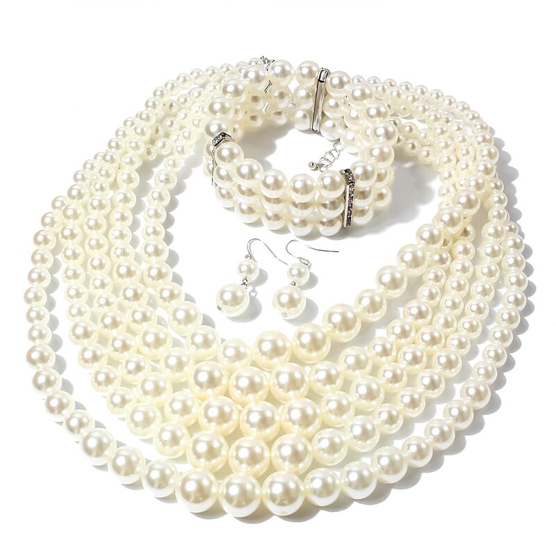 Earrings Pearl Necklace Choker Bracelet 3 Pcs Flapper Accessories Retro Vintage 1920s Alloy For The Great Gatsby Cosplay Women's Costume Jewelry Fashion Jewelry4