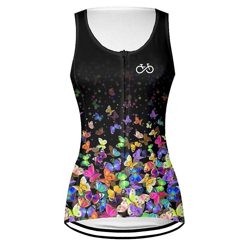 Women's Cycling Vest Cycling Jersey Graphic Butterfly Sleeveless Bike Vest / Gilet Jersey Top with 3 Rear Pockets Mountain Bike MTB Road Bike Cycling Quick Dry Back Pocket Moisture Wicking Breathable2