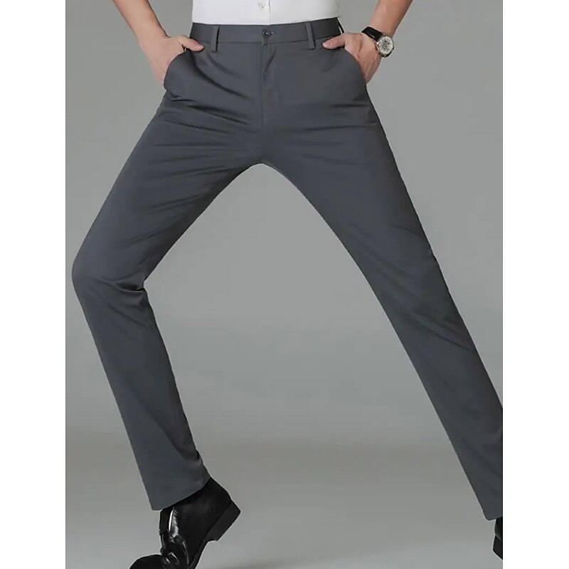 Men's Dress Pants Trousers Suit Pants Pocket Plain Comfort Breathable Outdoor Daily Going out Casual Formal Black Dark Blue2