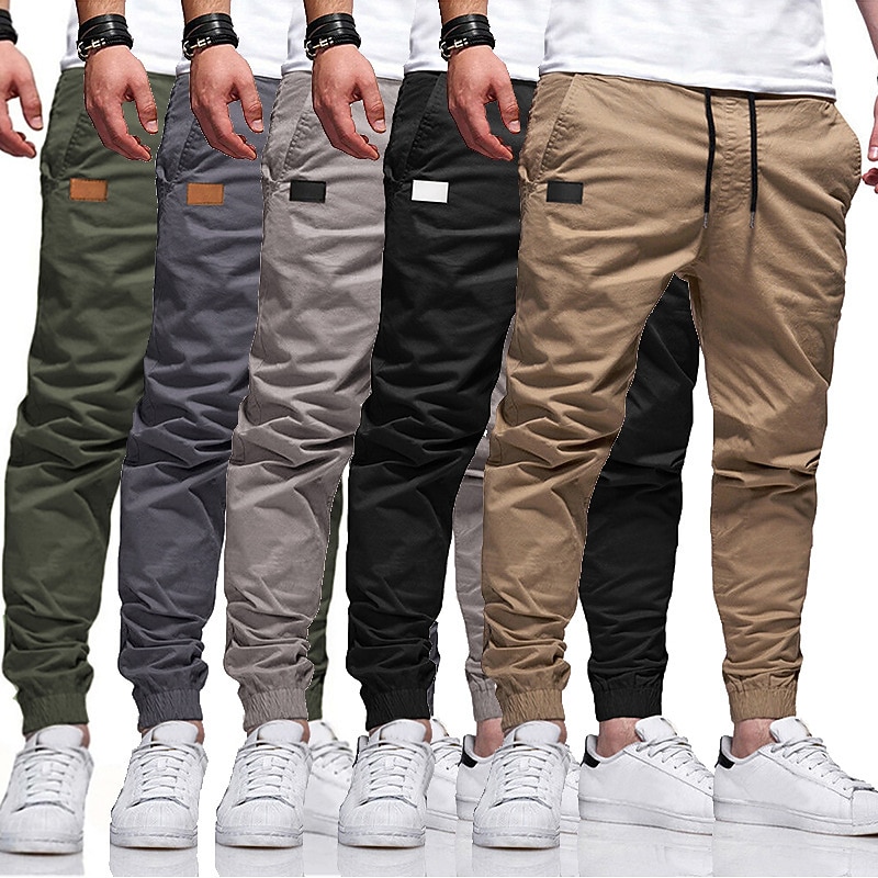 Men's Trousers Casual Pants Jogger Pants Drawstring Pocket Elastic Waist Patchwork Comfort Breathable Outdoor Casual Daily Sports Stylish Black Army Green Micro-elastic2