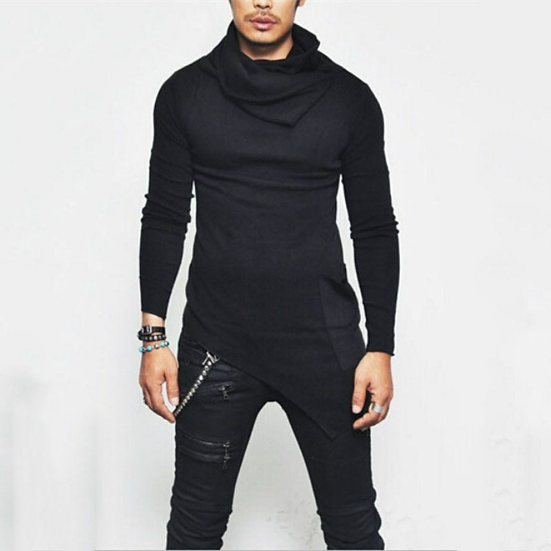 Men's T Shirt Tee Top Long Sleeve Shirt Long Sleeve Pile Neck Summer Plain Fashion Designer Basic Vacation Street Going out Black Khaki Grey Top Tee for Men4