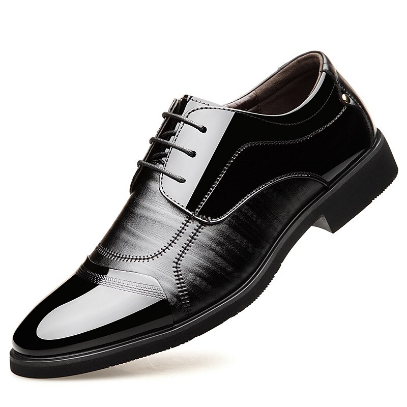 Men's Black Patent Leather Oxford Dress Shoes - Formal Lace-Up Shoes with Glossy Finish for Weddings and Business Events2