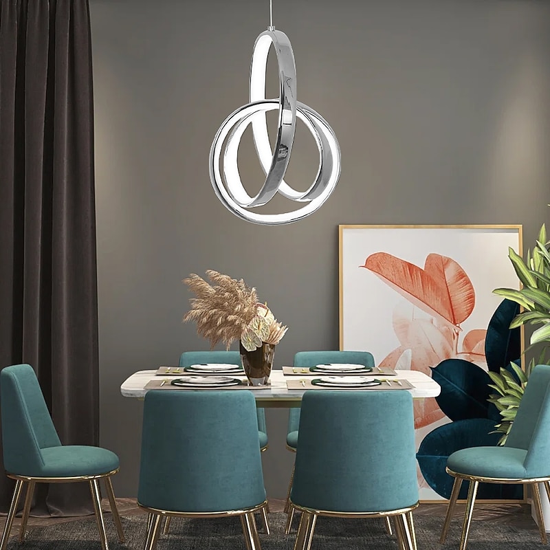 LED Modern Mini Pendant Light Ring Design Hanging Suspension Lighting Nordic Modern 10W 800Lm Light Aluminium Chrome Finishing for Dining Living Room Kichten Lamp2
