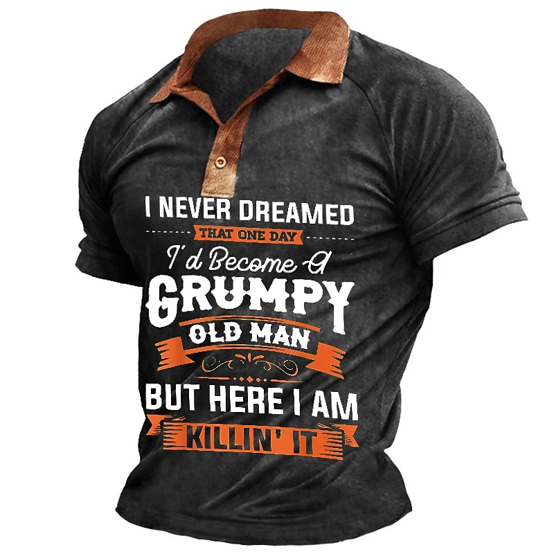 Grumpy Old Man Killin' It Men's Polo Shirt | Funny Short Sleeve Graphic Tee for Lifestyle Humor3