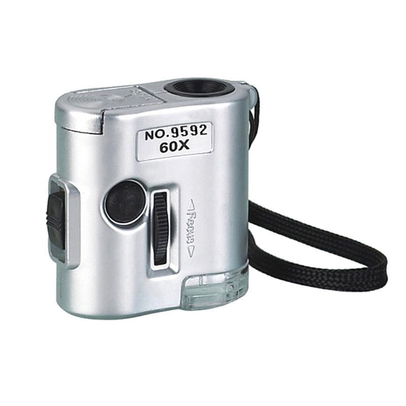 Mini Pocket 60X Microscope Magnifier Glass Jeweler Loupe with LED UV Light3