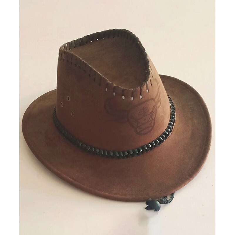 Men's Sun Hat Cowboy Hat Dark Brown Light Brown Polyester Travel Western Cowboy Beach Outdoor Vacation Plain Breathable2