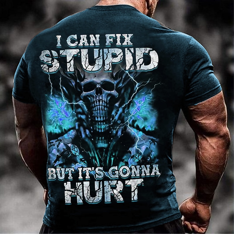 Men's Graphic Skull T Shirt Halloween Shirt Tee Short Sleeve T shirt 3D Print Crew Neck Shirt Vintage Fashion Designer Outdoor Casual Daily Black Navy Blue Blue Spring & Summer Clothing Apparel S M L3