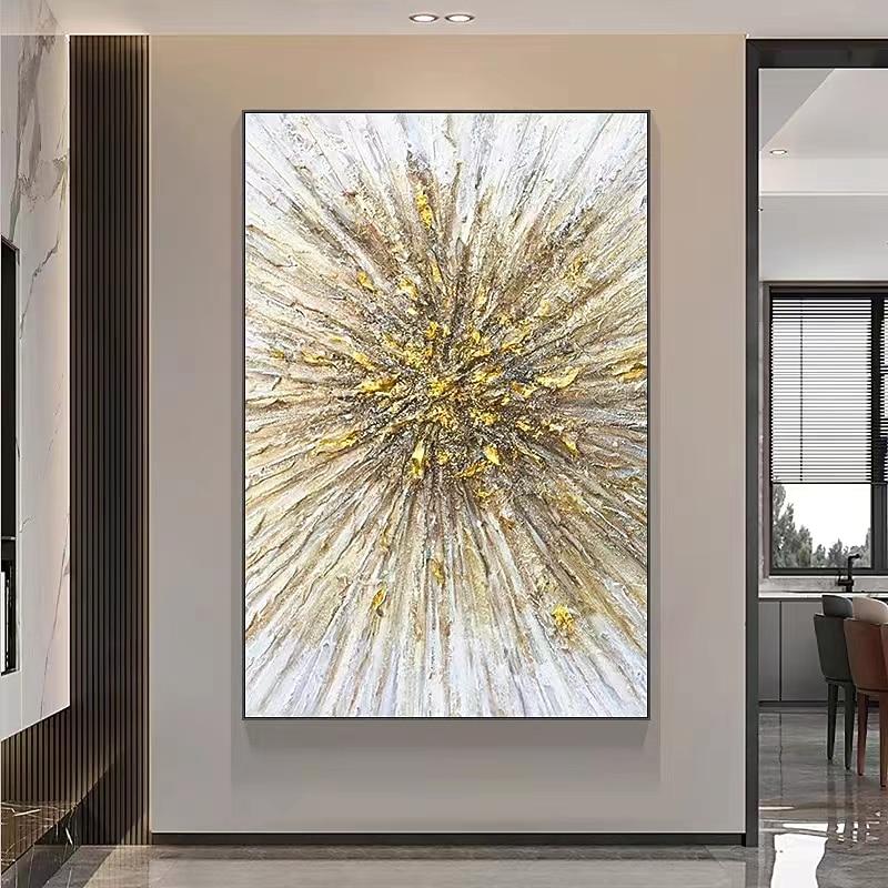 Large Handpainted Oil Painting On Canvas Modern Landscape Gold Abstract Line Wall Art Picture For Living Room Home Decor4