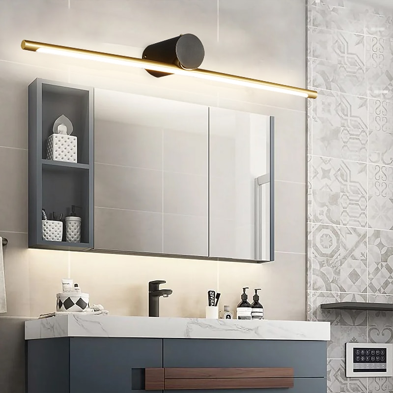 LED Mirror Front Lamp Vanity Light Dimmable 40/60/80cm Wall Light Copper for Modern Simple Bedroom Bathroom Gift for Family Friends IP202