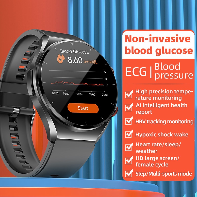 696 E09 Smart Watch 1.32 inch Smart Band Fitness Bracelet Bluetooth ECG+PPG Temperature Monitoring Pedometer Compatible with Android iOS Women Men Custom Watch Face Always on Display IP 67 50mm Watch4
